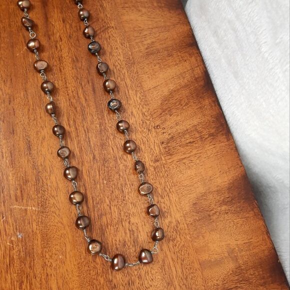 Elegant Brown Freshwater Pearl Necklace - Picture 2 of 8
